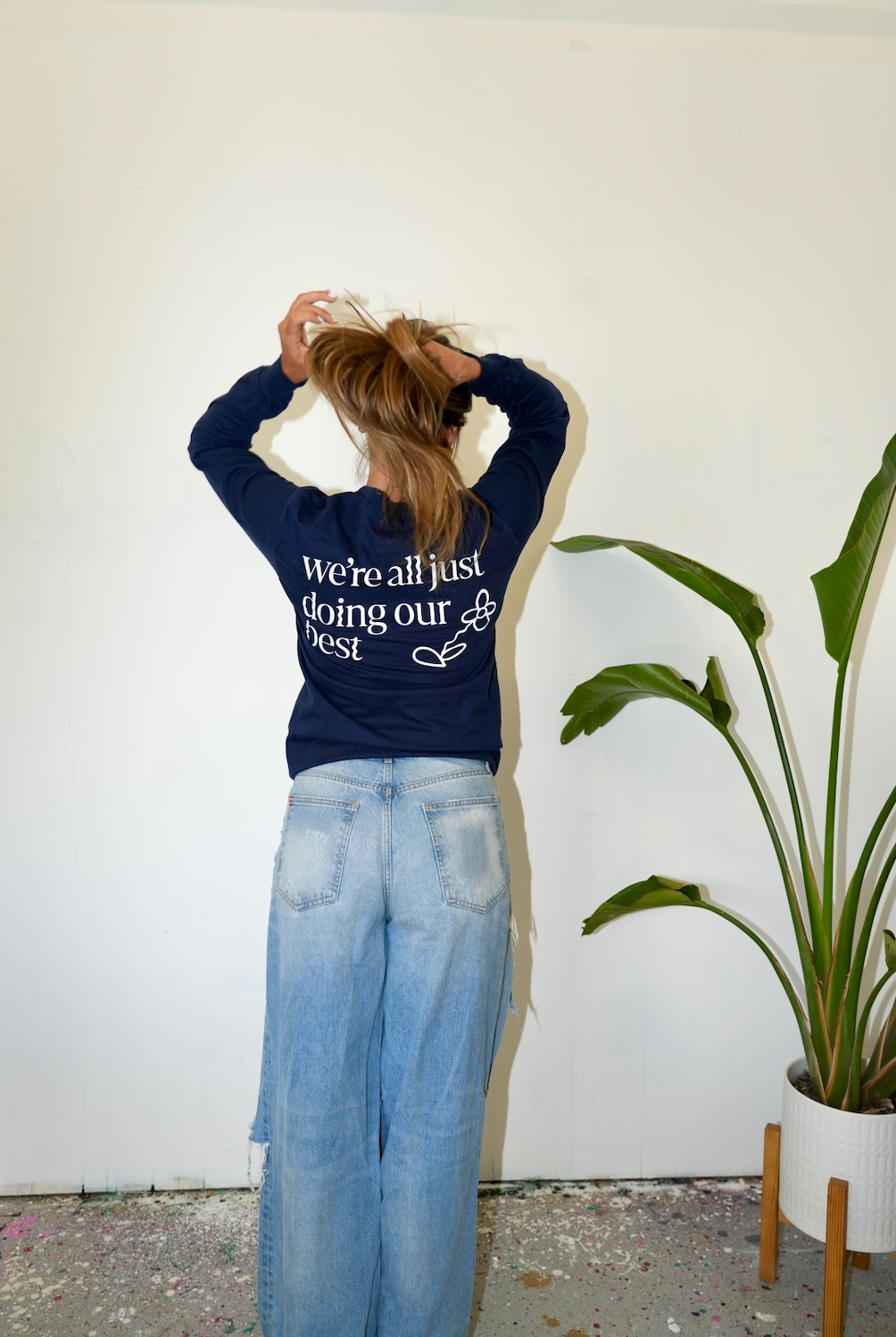 We're all just doing our best...Long Sleeve- Navy/White