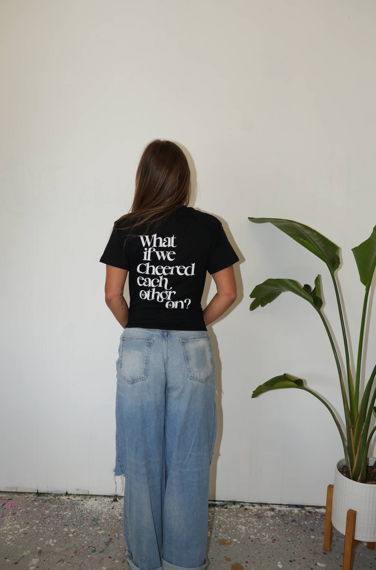 What if we cheered each other on...Short Sleeve- Black/White