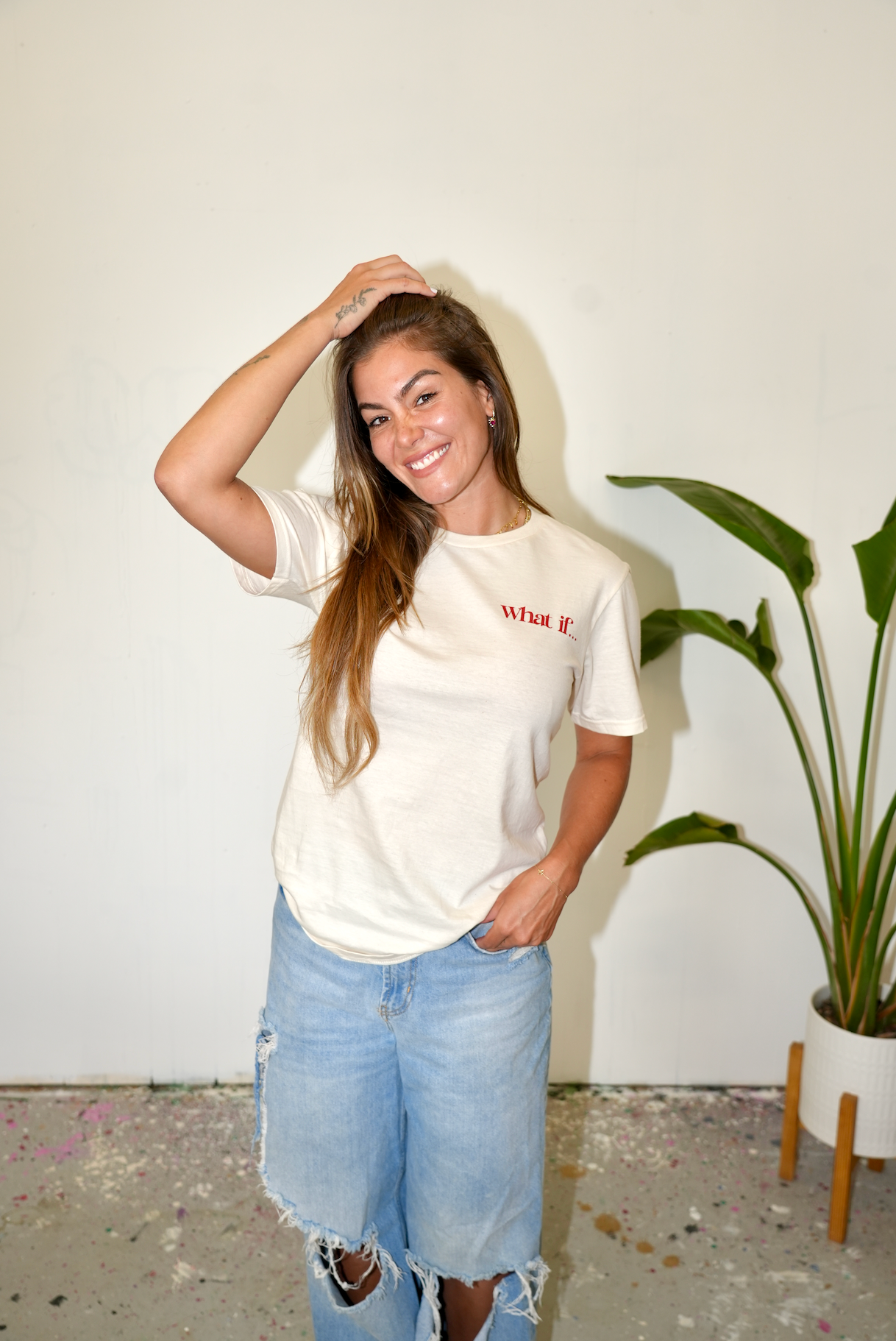 What if we cheered each other on...Short Sleeve- Natural/Antique Cherry