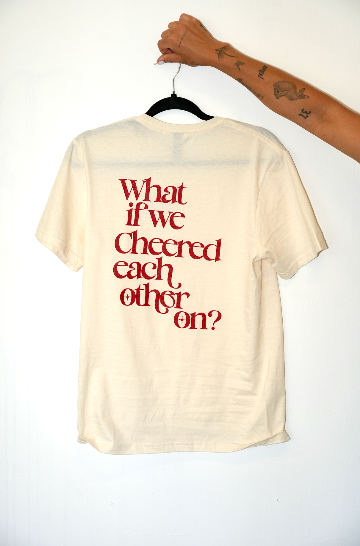 What if we cheered each other on...Short Sleeve- Natural/Antique Cherry