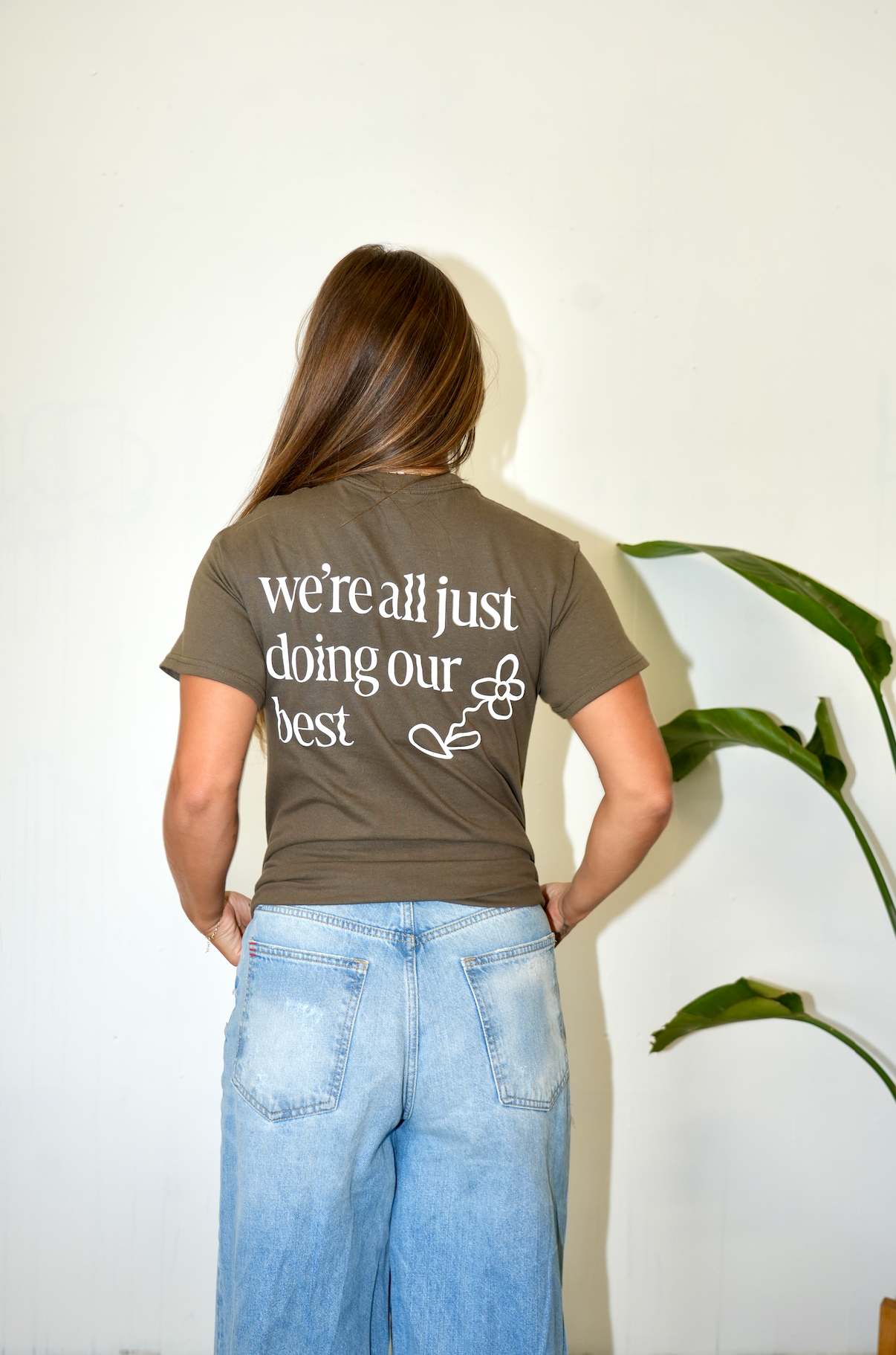 We're all just doing our best... Short Sleeve- Olive/White