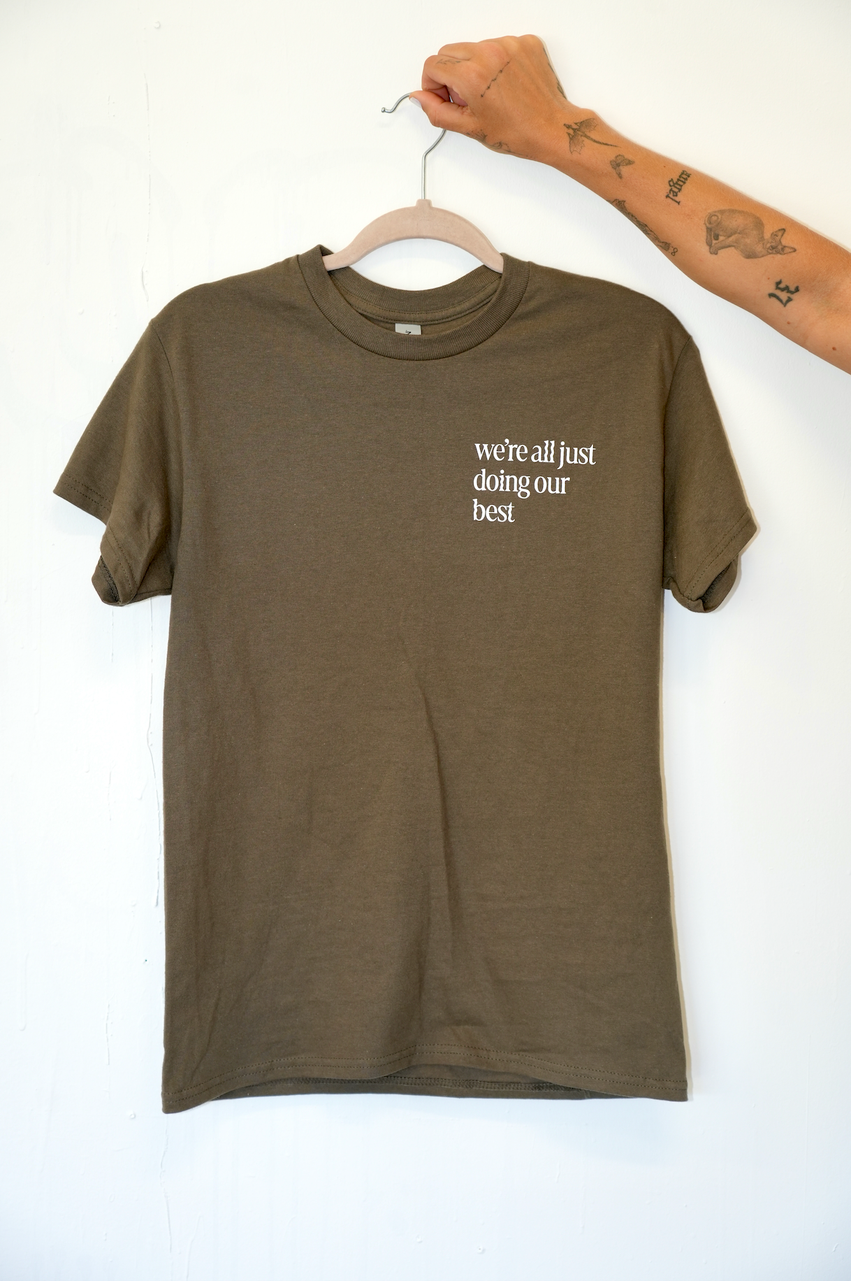 We're all just doing our best... Short Sleeve- Olive/White
