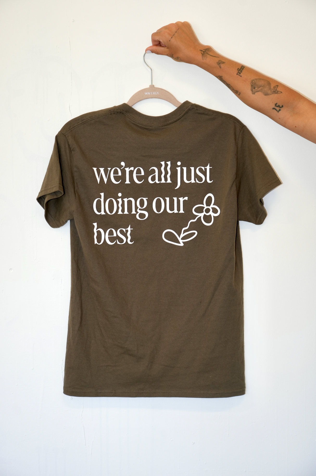 We're all just doing our best... Short Sleeve- Olive/White