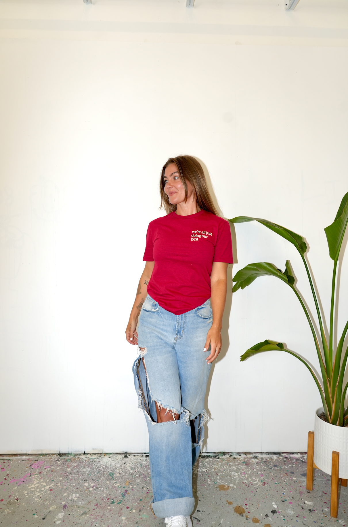 We're all just doing our best...Short Sleeve- Antique Cherry/Natural