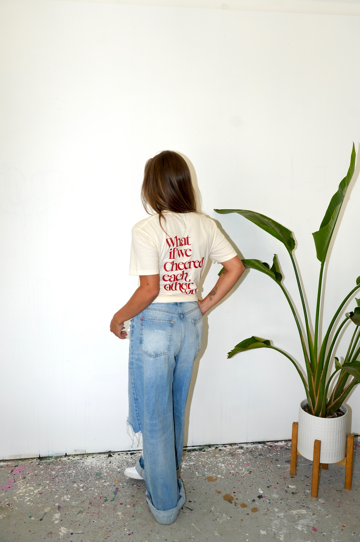 What if we cheered each other on...Short Sleeve- Natural/Antique Cherry